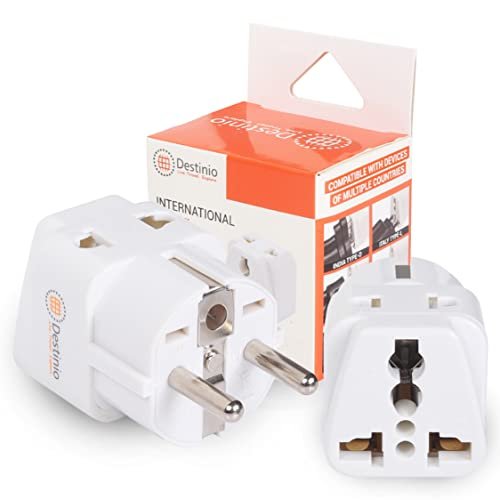 Destinio Europe Travel Adapter, India to Europe (Schuko) Plug - 10 Year Warranty, Type E/F European Plug Adapter, Universal Adapter for Europe Adapter