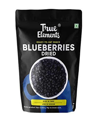 Dried Blueberries 125g by True Elements - Naturally Dried Blueberries with No added Refined Sugar| Vitamin Rich Berries | Healthy Snacks | Dried berries | Ready to Eat Snack
