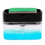 E-Cosmos Smarty Soap Dispenser and Dishwasher Liquid Holder, Liquid Dispenser Through Pump (Black, 350 ML) with Free Sponge Made in India, Medium (Black)