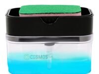 E-Cosmos Smarty Soap Dispenser and Dishwasher Liquid Holder, Liquid Dispenser Through Pump (Black, 350 ML) with Free Sponge Made in India, Medium (Black)