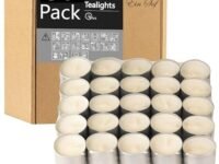Ein Sof Tealight Candles 100% Pure Wax, Unscented, Pack of 50, Long Burning Tealight, 9 Hours Burn time, White Unscented Tea Light Candles