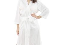 Enchant Home Premia - Pure Cotton | Highly Absorbent| Super Soft | Light Weight| Unisex Waffle Design Bath Robe - White