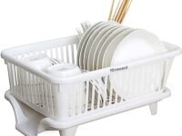 Floraware Unbreakable Kitchen Sink Dish Driying Corner, Dish Drainer and Drying Rack for Kitchen, Space Saving (White)