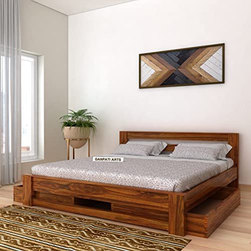 Ganpati Arts Queen Sheesham Bed With Storage - ( brown)