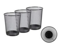 GoodWill Tech Metal Mesh Waste Dustbin, Pack of 3 for Home/Kitchen - Small (9.4L) Black,Open-Top
