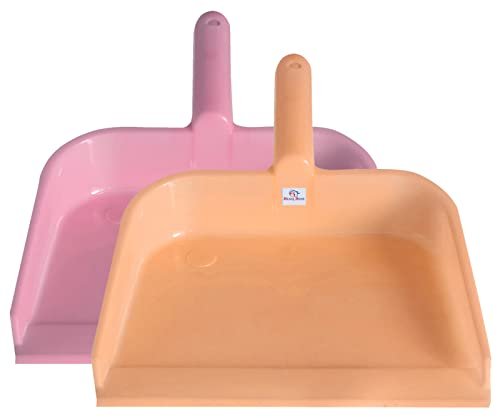 Heart Home Plastic Lightweight 10" Dustpan With Comfort Grip Handle for Easy Sweep Broom, Pack of 2 (Pink & Light Pink)