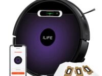 ILIFE V3s Max Robotic Vacuum Cleaner, Powerful Suction, Daily Schedule Cleaning, Ideal for Hard Floor, Hairs and Low Pile Carpet, Vacuum and Mop (Purple)