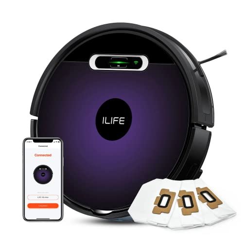 ILIFE V3s Max Robotic Vacuum Cleaner, Powerful Suction, Daily Schedule Cleaning, Ideal for Hard Floor, Hairs and Low Pile Carpet, Vacuum and Mop (Purple)