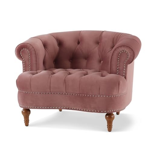 Jennifer Taylor Home La Rosa Victorian Tufted Upholstered Accent Chair, Ash Rose Pink Velvet