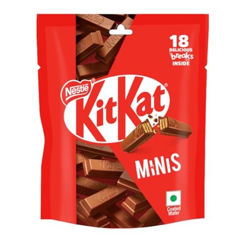 KIT KAT Minis, Chocolate Coated Wafer Bar, Share Bag, Miniature Pouch, 18X7 Gram | 126 Gram