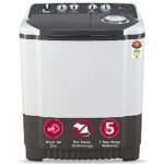 LG 7 Kg 5 Star Wind Jet Dry Semi-Automatic Top Loading Washing Machine (P7020NGAZ, Dark Gray, Rat Away Feature)