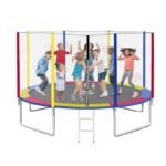 Let's Play® Imported Trampoline Jumping Trainer 6 FT, 8 FT, 10 FT, 12FT, 14FT, 16FT for Kids and Adult, Rebounder Trampoline with Safety Net & Spring, Pad Indoor and Outdoor, Multi-Colour