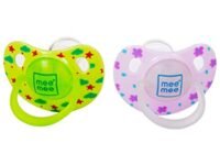Mee Mee Baby Pacifier Pack of 2 | Ultra Light & Soft Silicone Orthodontic Design Nipple for Oral Stimulation | BPA-Free | Easy to Clean | Suitable for 3-12 Months Infants | (Green & Pink)