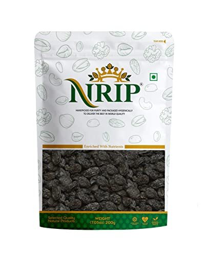 NRIP Black Raisin (Afghani Seedless) Dry Grapes 200 Gm