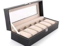 Niralasa Wrist Watch Storage Box Display Case Organizer Of Faux Leather Finish With Glass Window 6 Slot, White