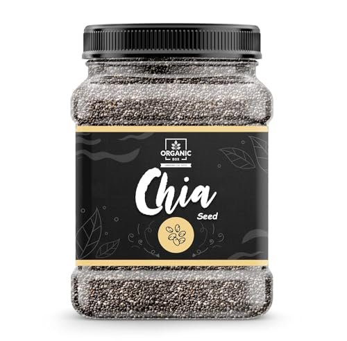 Organic Box Chia Seeds - 1 kg (Jar) - Healthy food for eating diet snacks for weight loss.