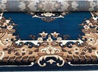 Risha Carpet Carpet Thick Hand Embossed Washable Geometric Oriental Non-Shedding Living Room Bedroom Dining Home Area Rug 2x6 Color Blue