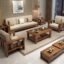 SAAMENIA FURNITURES Solid Sheesham Wooden 5 Seater Sofa Set for Living Room Furniture - Chocolate Brown Finish (3+1+1)