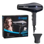 SHINON SH-8196 Professional Hair Dryer 6000 Watts 3 Heat Setting (Hot/Cool/Warm) 2 Speed Setting with Styling Nozzle Concentrator, Overheating Protection Styling Tool cool & hot Air, Black