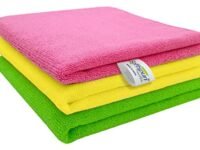 SOFTSPUN Microfiber Cloth - 3 pcs 40x40 cms 340 GSM Multicolor Thick Lint & StreakFree Multipurpose Cloths Automotive Microfiber Towels for Car Bike Cleaning Polishing Washing & Detailing.