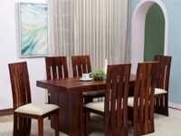 SONA ART & CRAFTS Solid Sheesham Wood & Jute Fabric 6 Seater Dining Set Dinner Table for Dining and Living Room Furniture (Finish Color -Honey Natural Finish (Do-It-Yourself))