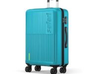 Safari Astra 8 Wheels 76 Cms Large Check-in Trolley Bag Hard Case Polycarbonate 360 Degree Wheeling System Luggage, Trolley Bags for Travel, Suitcase for Travel, Cyan