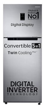 Samsung 363 L, 2 Star, Convertible 5-in-1 Digital Inverter with Display Frost Free Double Door Refrigerator (RT39C5532S8/HL, Silver, Elegant Inox, 2024 Model)