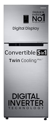 Samsung 363 L, 2 Star, Convertible 5-in-1 Digital Inverter with Display Frost Free Double Door Refrigerator (RT39C5532S8/HL, Silver, Elegant Inox, 2024 Model)