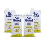 So Good Plant Based Soy Beverage Unsweetened 4 L (4 x 1000 ml) | Lactose Free | No Added Sugar | Gluten Free | No Preservatives | Zero Cholesterol | Dairy Free |NON GMO Soybean