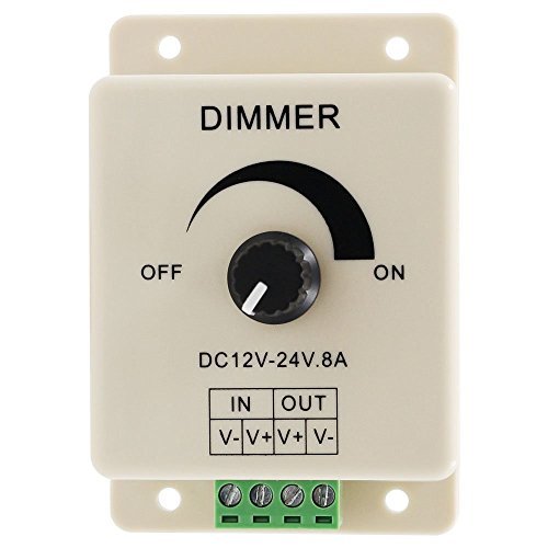 Techtonics 12V-24V DC 8A Adjustable Manual Knob Dimmer Switches For Single LED Strip