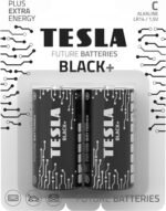 Tesla Batteries C Black+ (LR14 / Blister FOIL 2 PCS) Maximum Power Alkaline Batteries, 10 Year Shelf Life, A Long-Lasting Battery Life, Leak-Free.