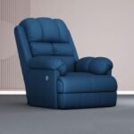 The Sleep Company Luxe Motorised Standard Recliner | Patented SmartGRID Technology | Motorised Single Recliner Sofa | Unique Lumbar Design | Premium Upholstery | Blue
