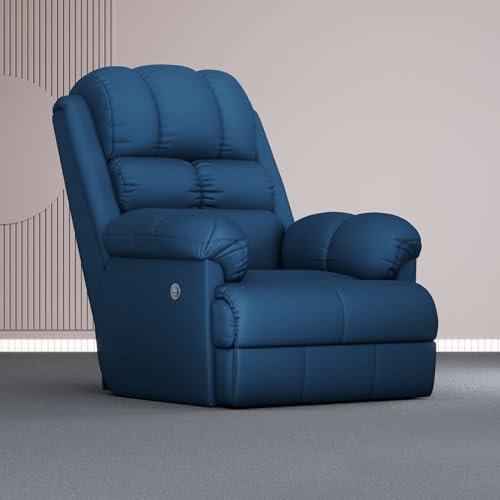 The Sleep Company Luxe Motorised Standard Recliner | Patented SmartGRID Technology | Motorised Single Recliner Sofa | Unique Lumbar Design | Premium Upholstery | Blue