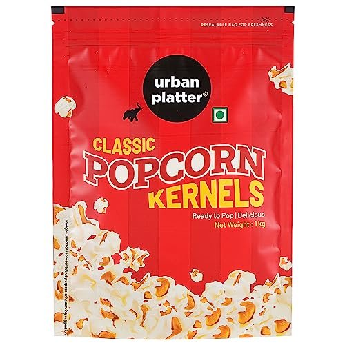 Urban Platter Popcorn Kernels, 1kg (Ready to Pop, Makes Delicious and Crunchy pop Corn, Enjoy with Our Range of seasonings, Product of India, Ready to pop Butterfly Popcorn)