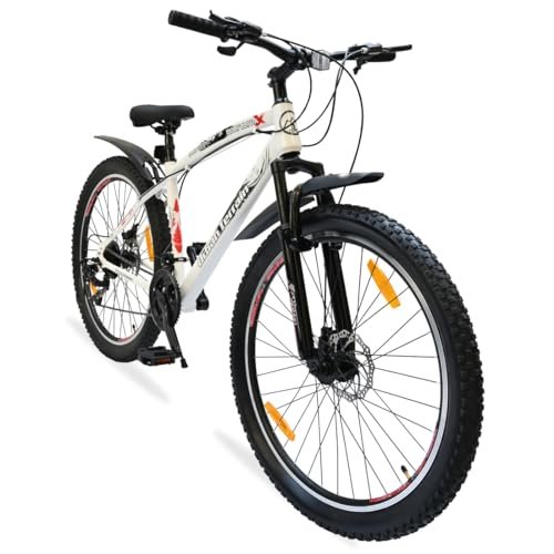 Urban Terrain by Cult Bolt Ultra Steel 27.5 inch Geared Cycle 21 Speed with Front Suspension & Disc Brake Bicycle for Men/Boys Mountain Bike | Ideal for 15+ Years,Unisex, Frame Size :17.5 inch White