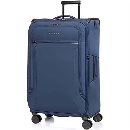 Verage Teldo Softside Expandable Spinner Wheel Luggage, Navy, Checked-Large 29-Inch, Navy Luggage