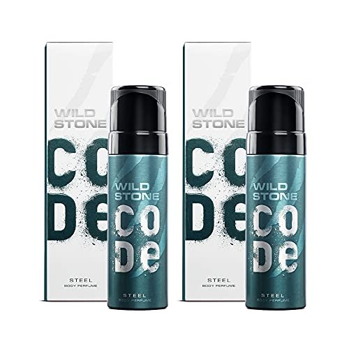 WILD STONE CODE Steel Long Lasting No Gas Body Perfume For Men, Pack Of 2 (150Ml Each), Spray