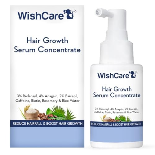 WishCare Hair Growth Serum Concentrate - Rosemary, 3% Redensyl, 4% Anagain, 2% Baicapil, Caffeine, Biotin, Plant Keratin & Rice Water - Hair Growth Serum for Men & Women