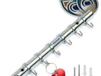 Zeetab Lord Krishna Key Holder & Hanger with Diamond, Metal Peacock Flute Key Stand with 6 Hook Wall Mount, Home Decor Gift (Diamond Flute Chrome)