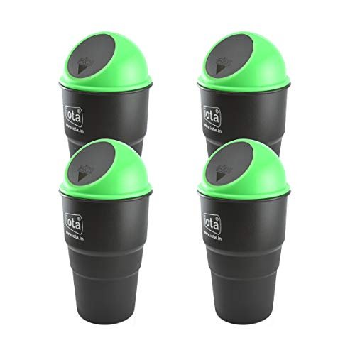 iota Mini Car Trash Bin Can Holder Dustbin (Green)(Pack of 4) made up of fresh abs plastic easy to carry