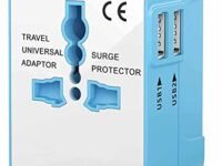 rts High Speed Wall Charger Universal Travel adapter International All in One Worldwide Travel Multi Plug Adapter cable and with Build in Dual USB Charger with Multi Type Power Outlet USB Smart charging charger for USA EU UK AUS Cell Phone Laptop smart phone (Blue & White)