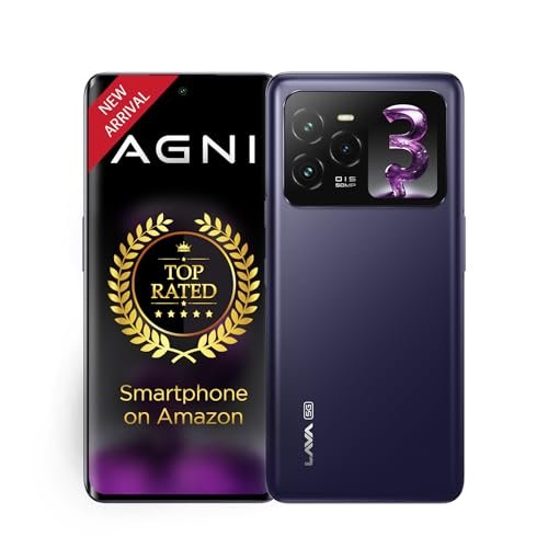 Lava Agni 3 5G (Heather Glass, 8GB+128GB) | India's 1st Dual AMOLED | Dimensity 7300X | 50MP Triple AI Camera | 66W Fast Charge,5000 mAh Battery | Clean UI | Free Replacement @ Home | Without Charger