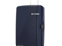 American Tourister Liftoff 67 cms Medium Check-in Polypropylene Hard Sided Double Spinner Wheel Luggage/Trolley Bag/Suitcase (Midnight Blue)