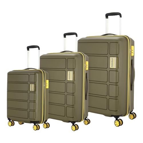 Kamiliant by American Tourister Harrier Zing 3 Pc Set 56 cms, 68 cms & 78 cms- Small, Medium & Large (PP) Hard Sided 8 Wheels Spinner Luggage Set/Suitcase Set/Trolley Bag Set (Miliatry Olive)