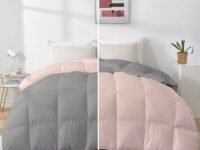 Razzai 500 GSM Winter Comforter Premium Collection Quilted Revesible Comforter (60" x 90" Inches/152cm x 228cm) - Single Bed Comforter|Silver/Peach