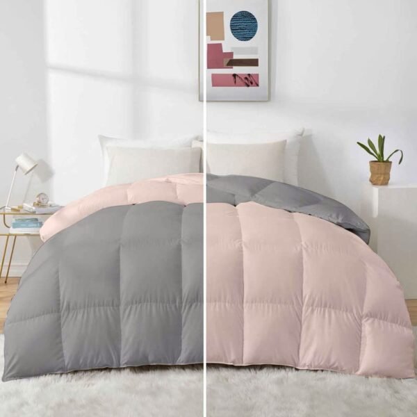 Razzai 500 GSM Winter Comforter Premium Collection Quilted Revesible Comforter (60" x 90" Inches/152cm x 228cm) - Single Bed Comforter|Silver/Peach