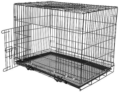 Amazon Basics Foldable Metal Wire Dog Cage/Crate/Carrier with Tray, Single Door, 36 Inch, Black