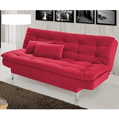 AMATA Eagle Sofa Cum Bed With Two Cushions Perfect For Home Living Room And Guests (Red) (Wood, 3-Person Sofa)