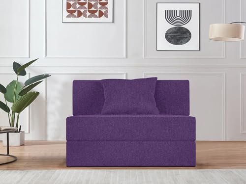 Aart Store One Seater Sofa Cum Bed Furniture 3x6 Feet for Home & Living Room Washable Cover- (Purple)