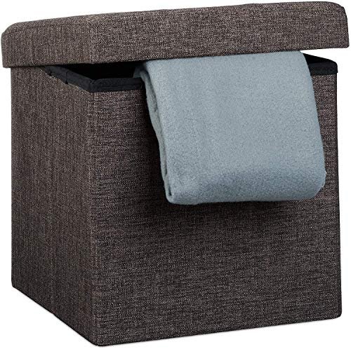 Almand Folding Ottoman Cube Foot Rest Office Meeting Seating Stool Box With Hidden Storage Box With Lid Pouffe Footstool Ottoman Bench For Living Room,Bedroom,Office (Pack Of 1, Grey) - Fabric